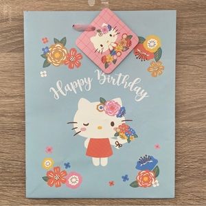 Hello Kitty Blue Floral Happy Birthday Gift Bag NEW